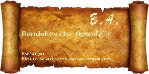 Bendekovits Agenór névjegykártya